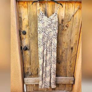 Meghan LA Leopard Print Sphagetti Strap Maxi Dress Lined Size Small